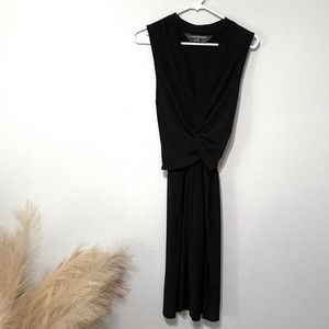 Norma Kamali Front Twist Tie V-neck Stretchy Tank Dress in Black M